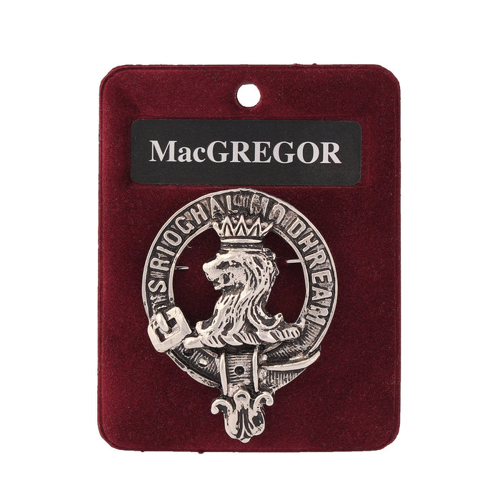 MacGregor Clan Badge, Kilt Pin, Lapel Pin, Cufflinks, Keyring/Key Fob & Gift Set — Fine Pewter by Art Pewter — Made in Scotland (Shiny Finish) - Heritage Of Scotland - Badge