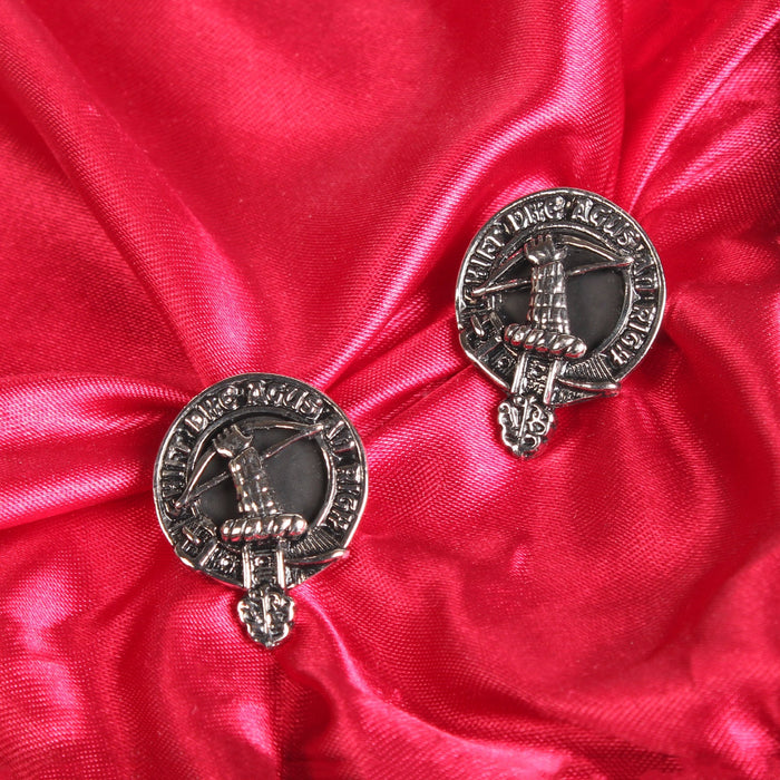 MacInnes Clan Badge, Kilt Pin, Lapel Pin, Cufflinks, Keyring/Key Fob & Gift Set — Fine Pewter by Art Pewter — Made in Scotland (Shiny Finish) - Heritage Of Scotland - Badge