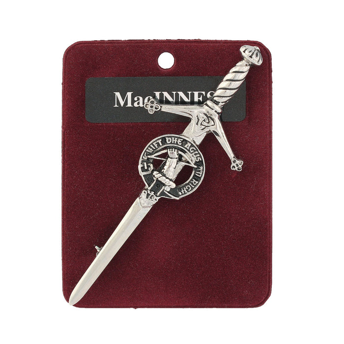 MacInnes Clan Badge, Kilt Pin, Lapel Pin, Cufflinks, Keyring/Key Fob & Gift Set — Fine Pewter by Art Pewter — Made in Scotland (Shiny Finish) - Heritage Of Scotland - Badge