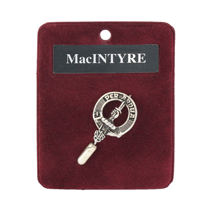 MacIntyre Clan Badge, Kilt Pin, Lapel Pin, Cufflinks, Keyring/Key Fob & Gift Set — Fine Pewter by Art Pewter — Made in Scotland (Shiny Finish) - Heritage Of Scotland - Lapel Pin