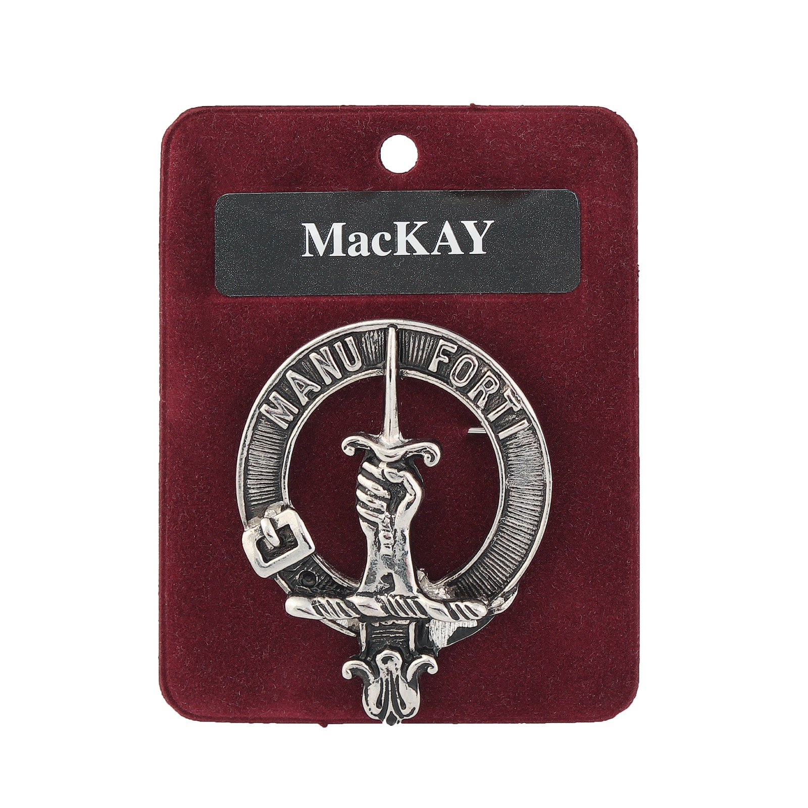 MacKay Clan Badge, Kilt Pin, Lapel Pin, Cufflinks, Keyring/Key Fob & Gift Set — Fine Pewter by Art Pewter — Made in Scotland (Shiny Finish) - Heritage Of Scotland - Badge