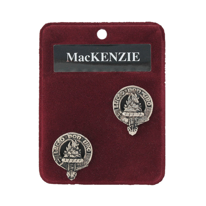 MacKenzie Clan Badge, Kilt Pin, Lapel Pin, Cufflinks, Keyring/Key Fob & Gift Set — Fine Pewter by Art Pewter — Made in Scotland (Shiny Finish) - Heritage Of Scotland - Cufflinks