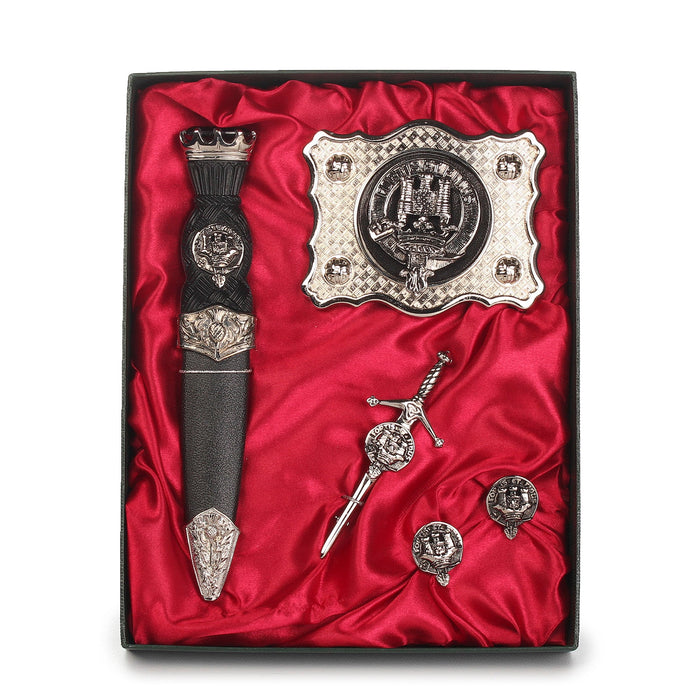 MacLachlan Clan Badge, Kilt Pin, Lapel Pin, Cufflinks, Keyring/Key Fob & Gift Set — Fine Pewter by Art Pewter — Made in Scotland (Shiny Finish) - Heritage Of Scotland - Gift Set