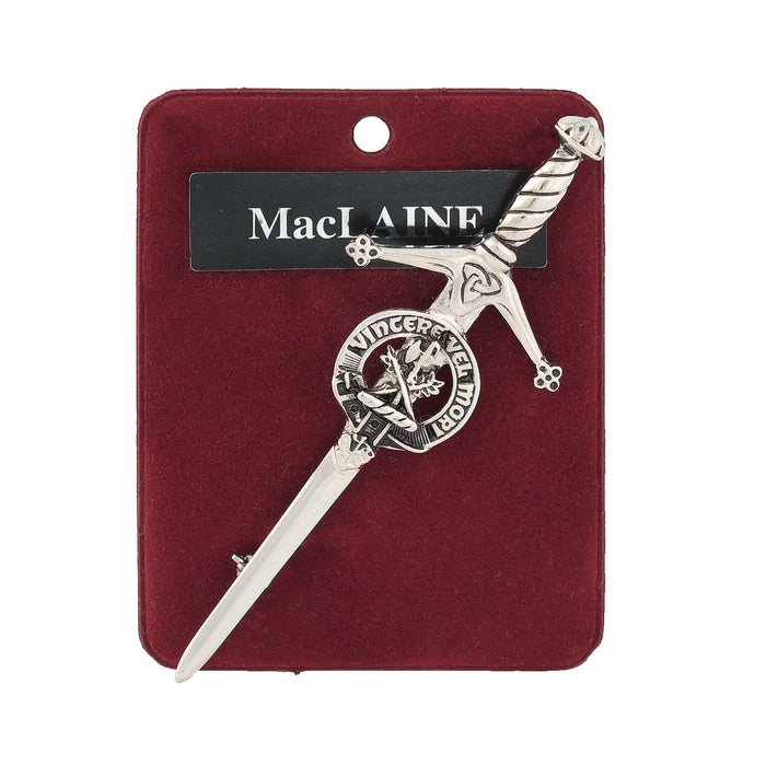 MacLaine Clan Badge, Kilt Pin, Lapel Pin, Cufflinks, Keyring/Key Fob & Gift Set — Fine Pewter by Art Pewter — Made in Scotland (Shiny Finish) - Heritage Of Scotland - Badge