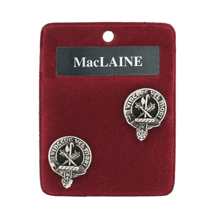 MacLaine Clan Badge, Kilt Pin, Lapel Pin, Cufflinks, Keyring/Key Fob & Gift Set — Fine Pewter by Art Pewter — Made in Scotland (Shiny Finish) - Heritage Of Scotland - Badge