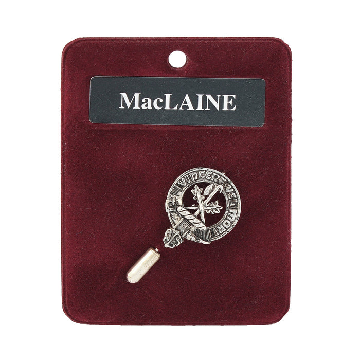 MacLaine Clan Badge, Kilt Pin, Lapel Pin, Cufflinks, Keyring/Key Fob & Gift Set — Fine Pewter by Art Pewter — Made in Scotland (Shiny Finish) - Heritage Of Scotland - Lapel Pin