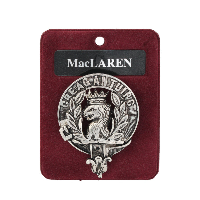 MacLaren Clan Badge, Kilt Pin, Lapel Pin, Cufflinks, Keyring/Key Fob & Gift Set — Fine Pewter by Art Pewter — Made in Scotland (Shiny Finish) - Heritage Of Scotland - Badge