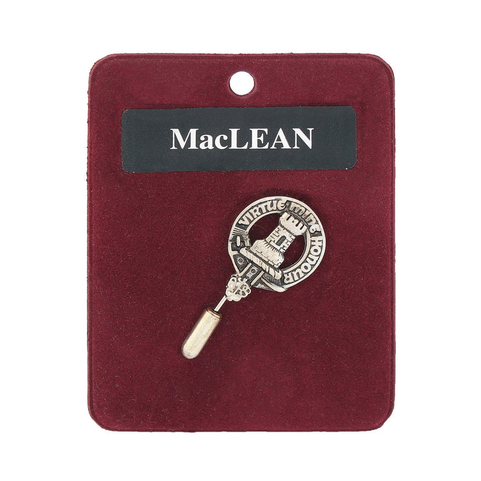 MacLean Clan Badge, Kilt Pin, Lapel Pin, Cufflinks, Keyring/Key Fob & Gift Set — Fine Pewter by Art Pewter — Made in Scotland (Shiny Finish) - Heritage Of Scotland - Lapel Pin