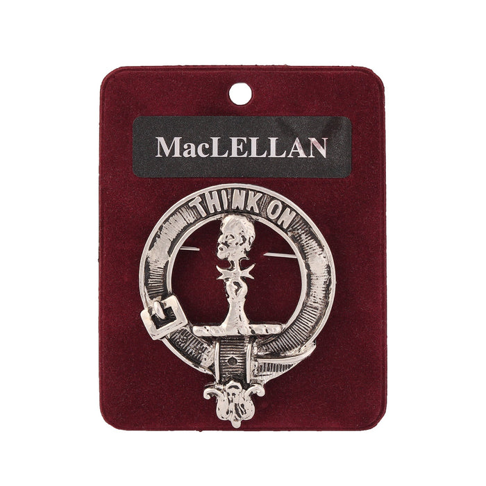 MacLellan Clan Badge, Kilt Pin, Lapel Pin, Cufflinks, Keyring/Key Fob & Gift Set — Fine Pewter by Art Pewter — Made in Scotland (Shiny Finish) - Heritage Of Scotland - Badge