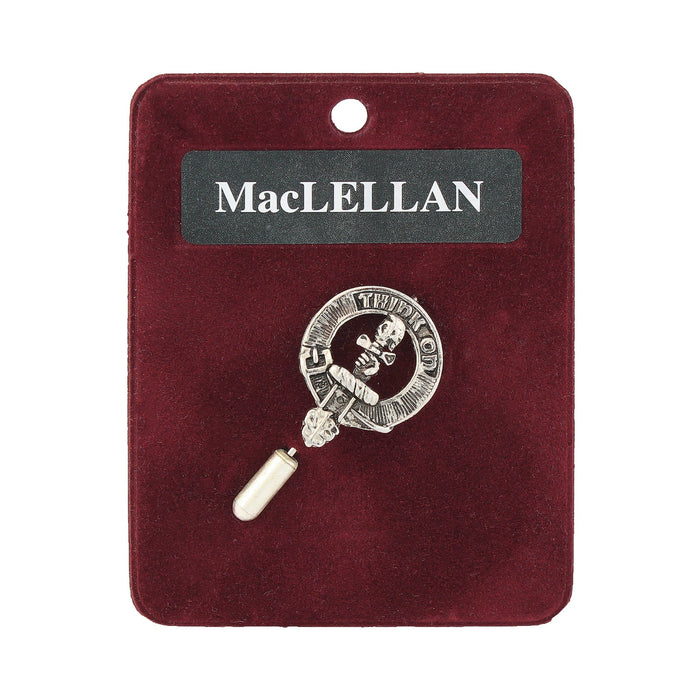 MacLellan Clan Badge, Kilt Pin, Lapel Pin, Cufflinks, Keyring/Key Fob & Gift Set — Fine Pewter by Art Pewter — Made in Scotland (Shiny Finish) - Heritage Of Scotland - Lapel Pin