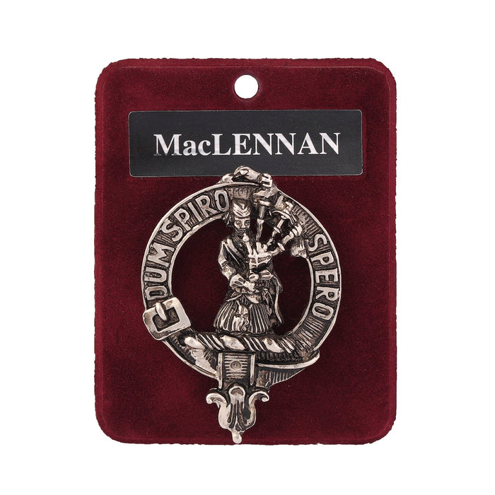 MacLennan Clan Badge, Kilt Pin, Lapel Pin, Cufflinks, Keyring/Key Fob & Gift Set — Fine Pewter by Art Pewter — Made in Scotland (Shiny Finish) - Heritage Of Scotland - Badge