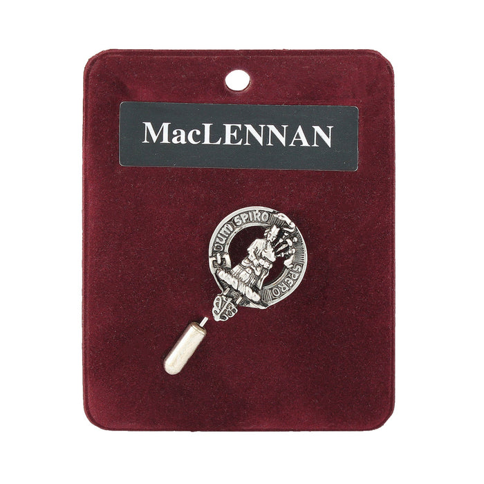 MacLennan Clan Badge, Kilt Pin, Lapel Pin, Cufflinks, Keyring/Key Fob & Gift Set — Fine Pewter by Art Pewter — Made in Scotland (Shiny Finish) - Heritage Of Scotland - Lapel Pin