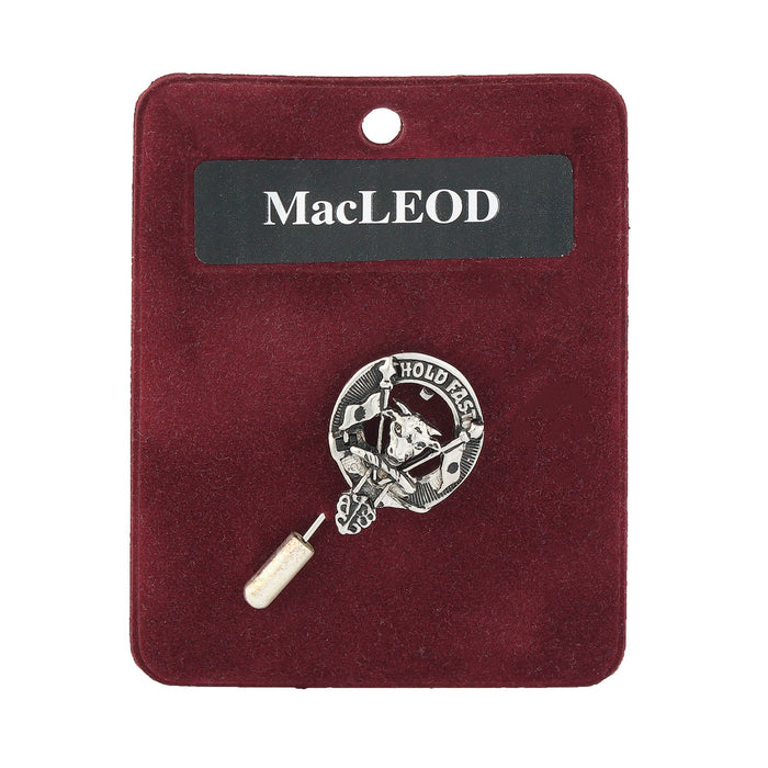 MacLeod Clan Badge, Kilt Pin, Lapel Pin, Cufflinks, Keyring/Key Fob & Gift Set — Fine Pewter by Art Pewter — Made in Scotland (Shiny Finish) - Heritage Of Scotland - Lapel Pin