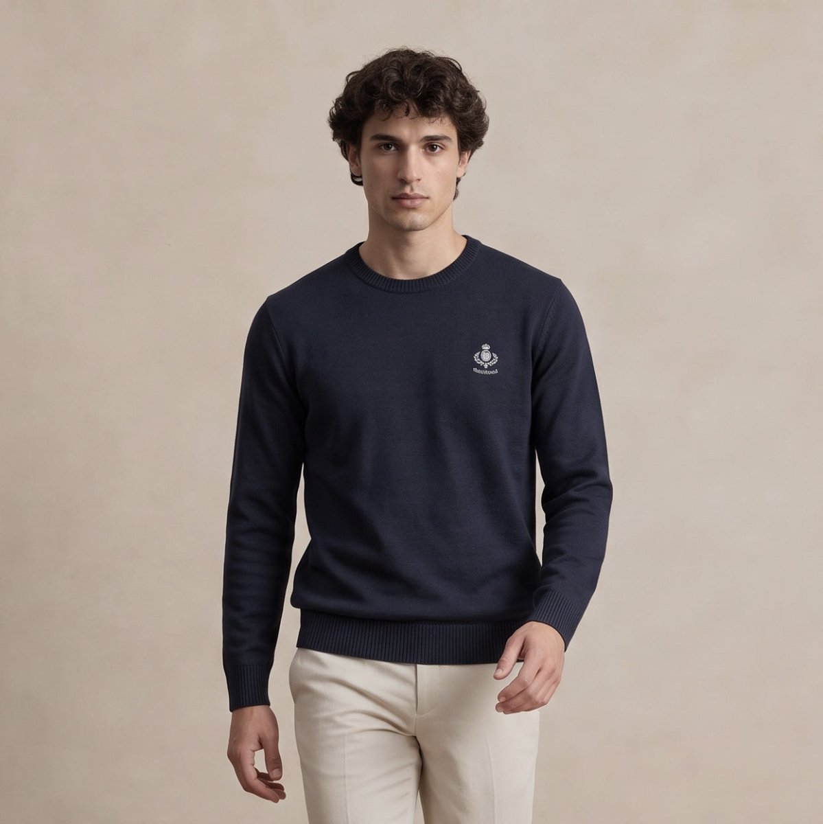 Men's Ballantrae Thistle Jumper - Navy - Heritage Of Scotland - S