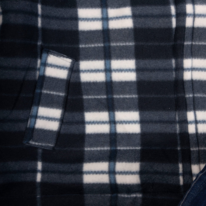 Men's Casual Tartan Sherpa Jacket Grey/White Check - Heritage Of Scotland - GREY/WHITE CHECK