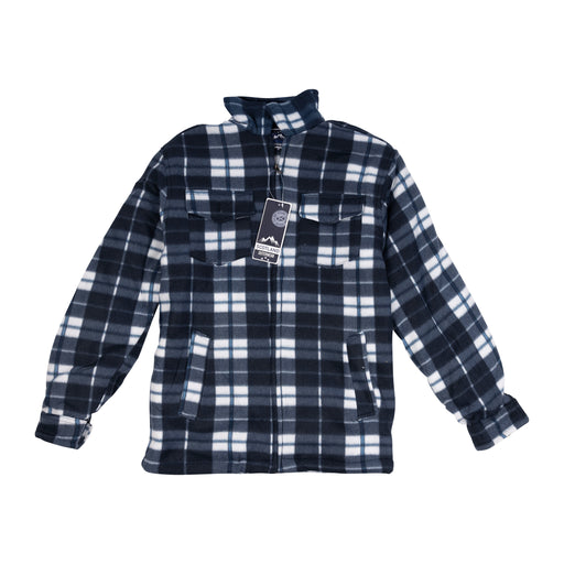 Men's Casual Tartan Sherpa Jacket Grey/White Check - Heritage Of Scotland - GREY/WHITE CHECK