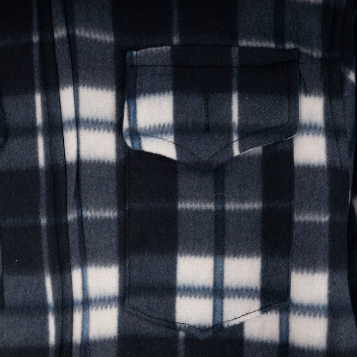 Men's Casual Tartan Sherpa Jacket Grey/White Check - Heritage Of Scotland - GREY/WHITE CHECK