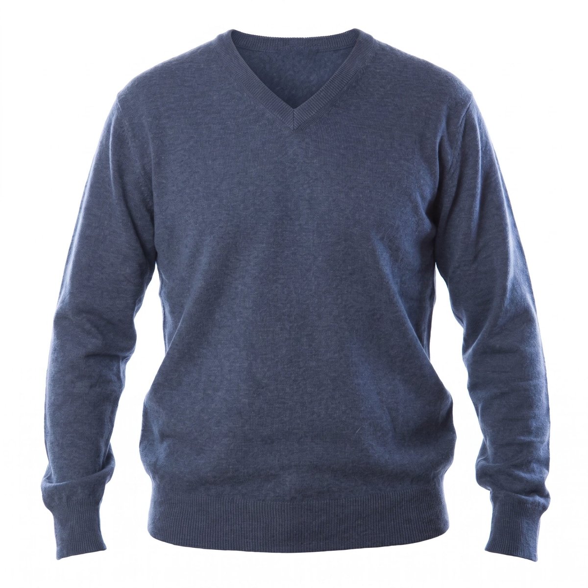 Men's Dunedin Cashmere 100% Cashmere V Neck Jumper - Denim - Heritage Of Scotland - XS