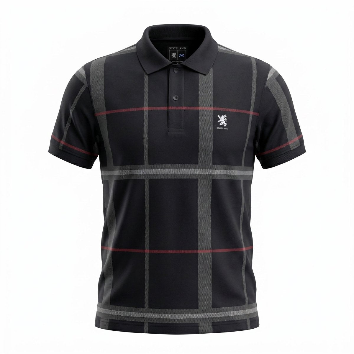 Men's Full Check Polo Shirt – Navy | Smart Casual Scotland Polo - Heritage Of Scotland - S