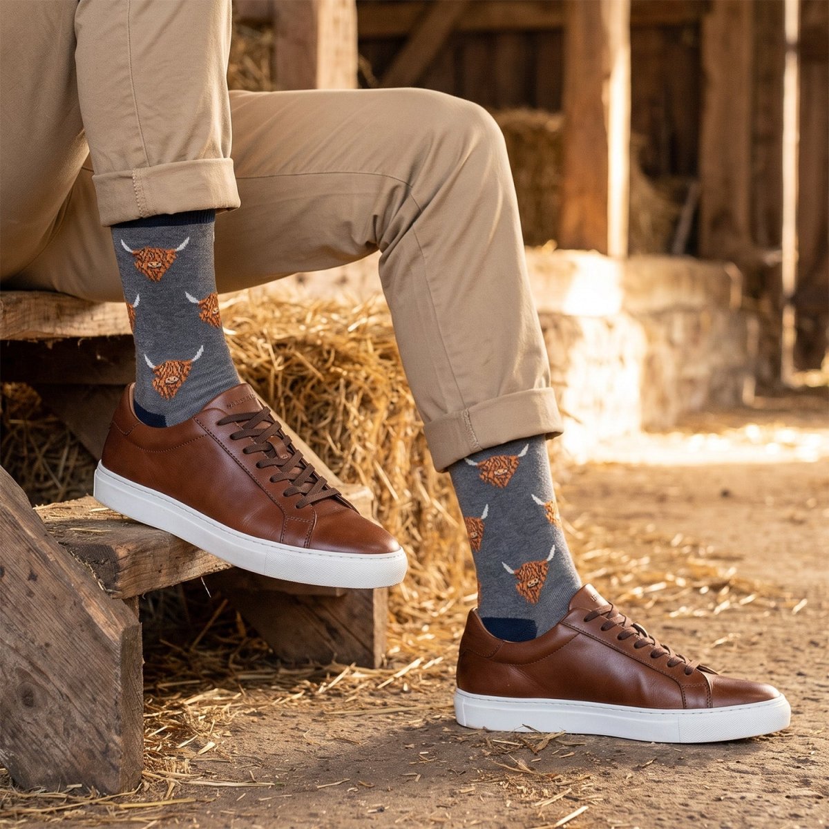 Men’s Luxury Bamboo Socks – Soft, Breathable & Stylish Everyday Comfort - COW PRINT 9 - Heritage Of Scotland -