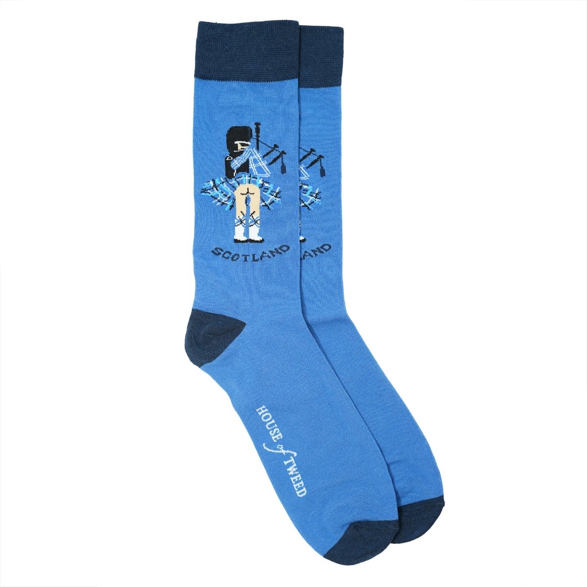 Men’s Luxury Bamboo Socks – Soft, Breathable & Stylish Everyday Comfort - PIPER BUM KILT BLUE - Heritage Of Scotland -