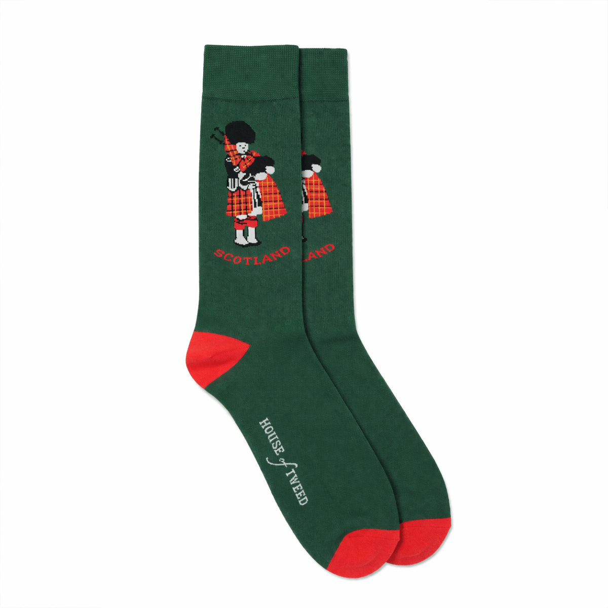 Men’s Luxury Bamboo Socks – Soft, Breathable & Stylish Everyday Comfort - SINGLE PIPER 2 GREEN - Heritage Of Scotland -