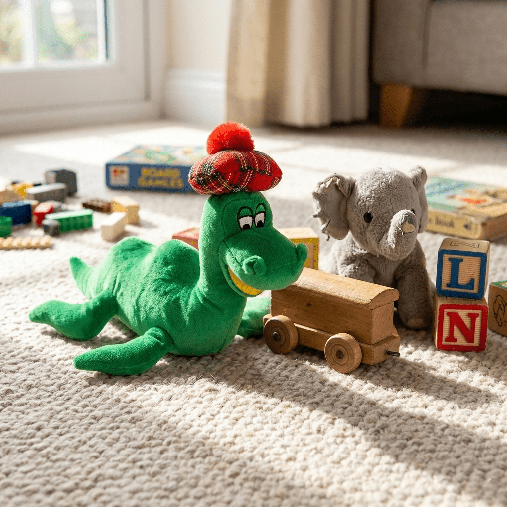 Nessie Plush Toy with Tartan Hat – Soft Scottish Loch Ness Souvenir - Heritage Of Scotland -