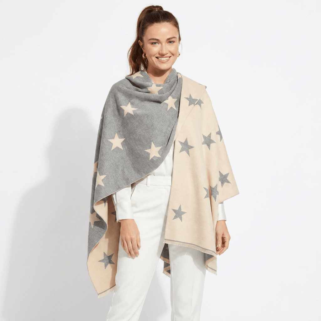 New Star Super Soft Stole Scarf – Cream & Light Grey - Heritage Of Scotland -