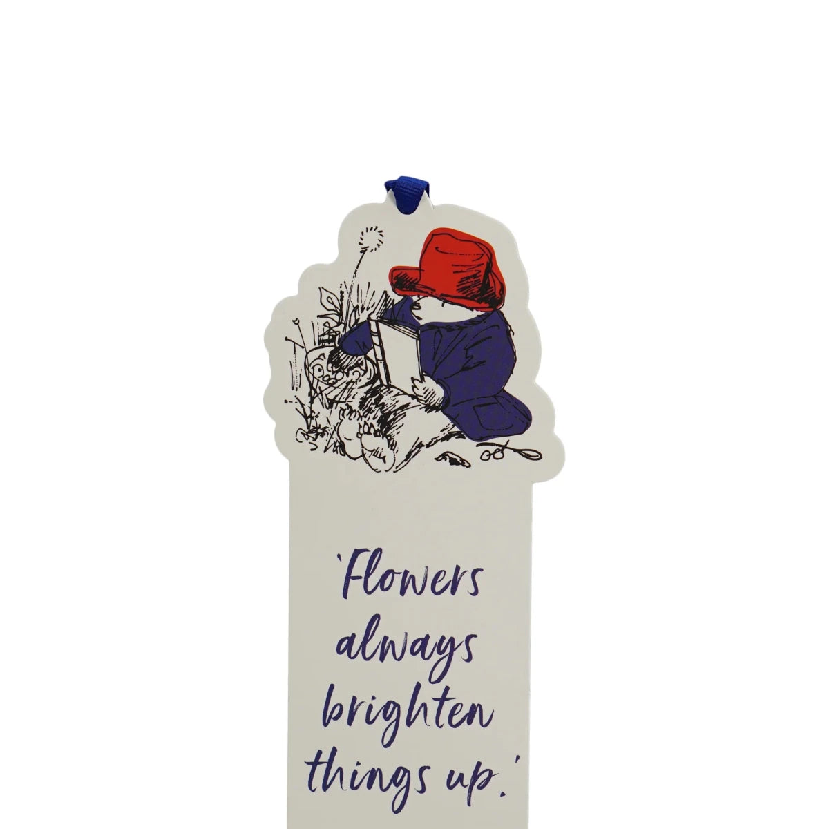 Paddington Bear Flowers Shaped Paper Bookmark with Ribbon - Heritage Of Scotland -