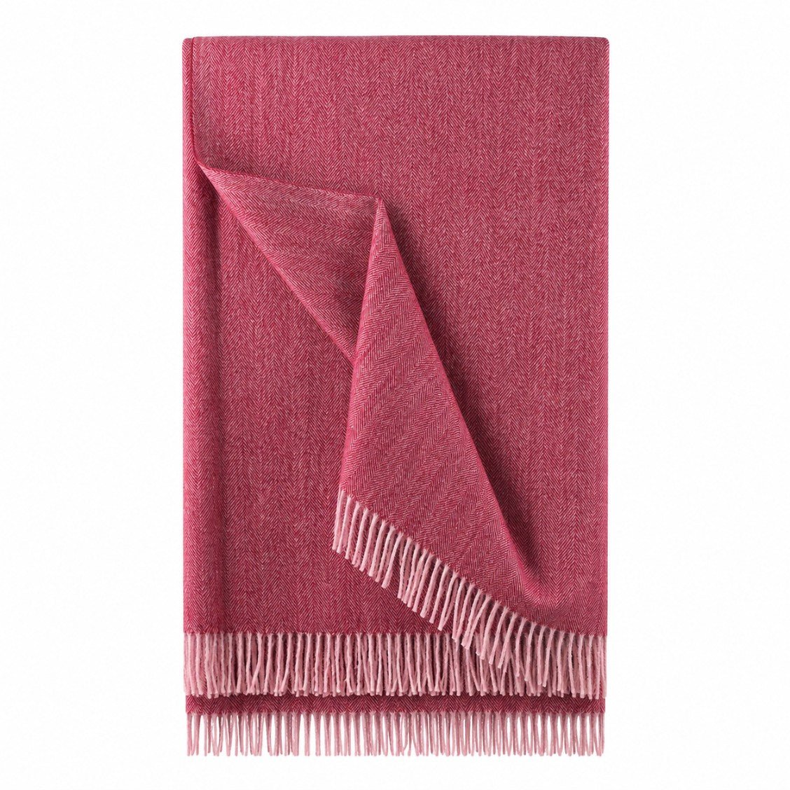 Recycled Wool Herringbone Blanket with Fringe - Soft Warm Throw - EMINENCE - Heritage Of Scotland -