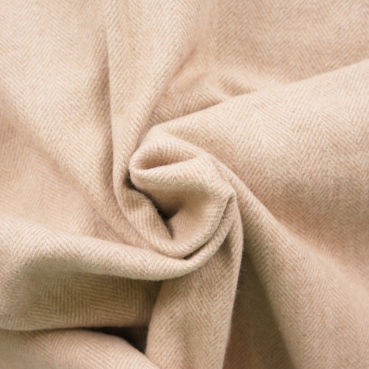 Recycled Wool Herringbone Knee Blanket – Pastel Fringed Throw - SAND BEIGE/NATURAL - Heritage Of Scotland -