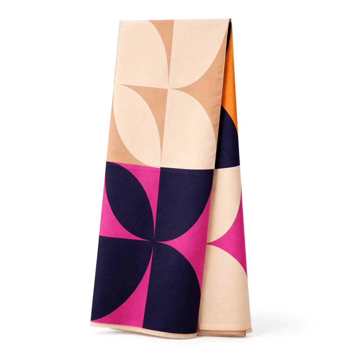 Retro Geometric Scarf - Elegant Everyday Shawl - Heritage Of Scotland - PINK/ORANGE