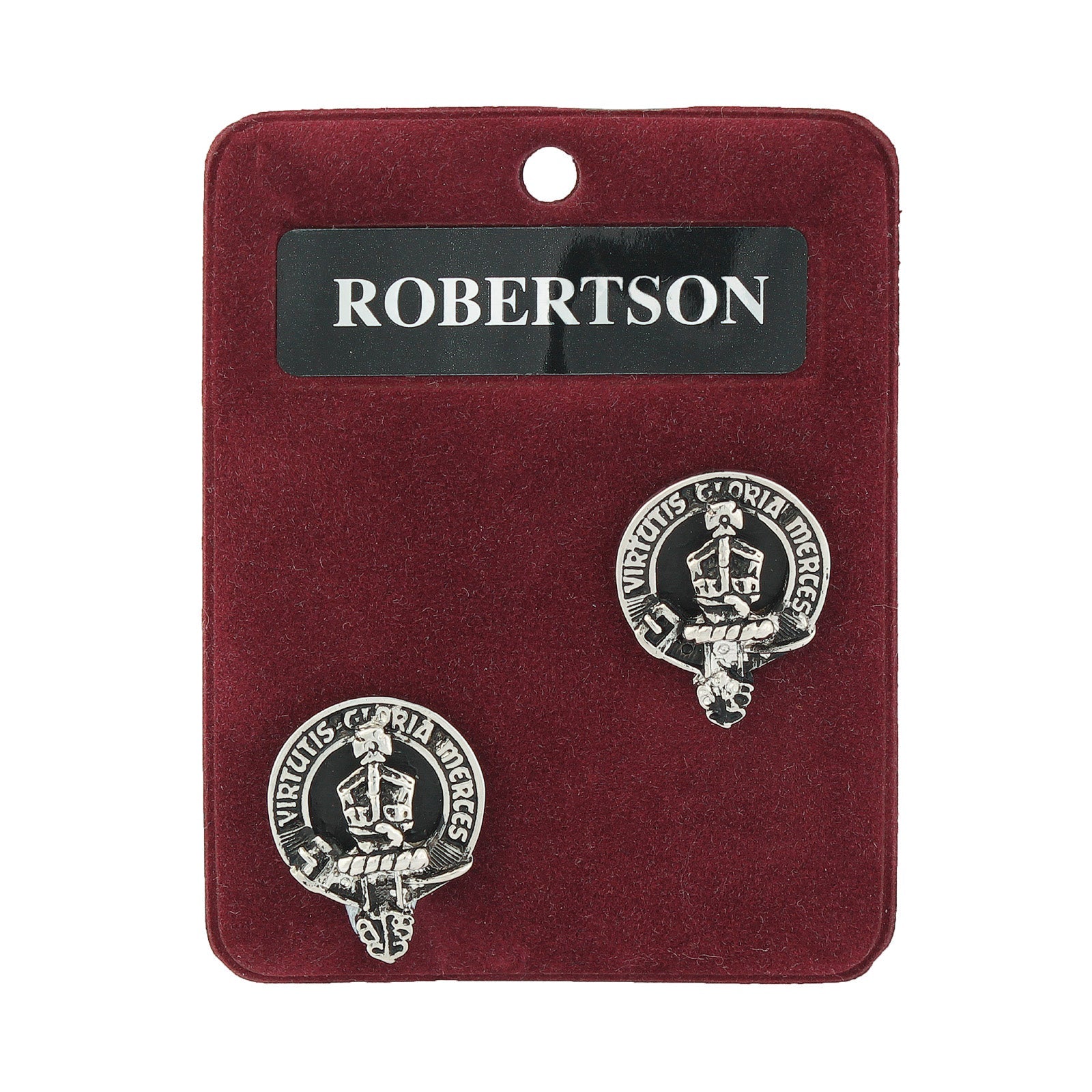 Robertson Clan Badge, Kilt Pin, Lapel Pin, Cufflinks, Keyring/Key Fob & Gift Set — Fine Pewter by Art Pewter — Made in Scotland (Shiny Finish) - Heritage Of Scotland - Cufflinks