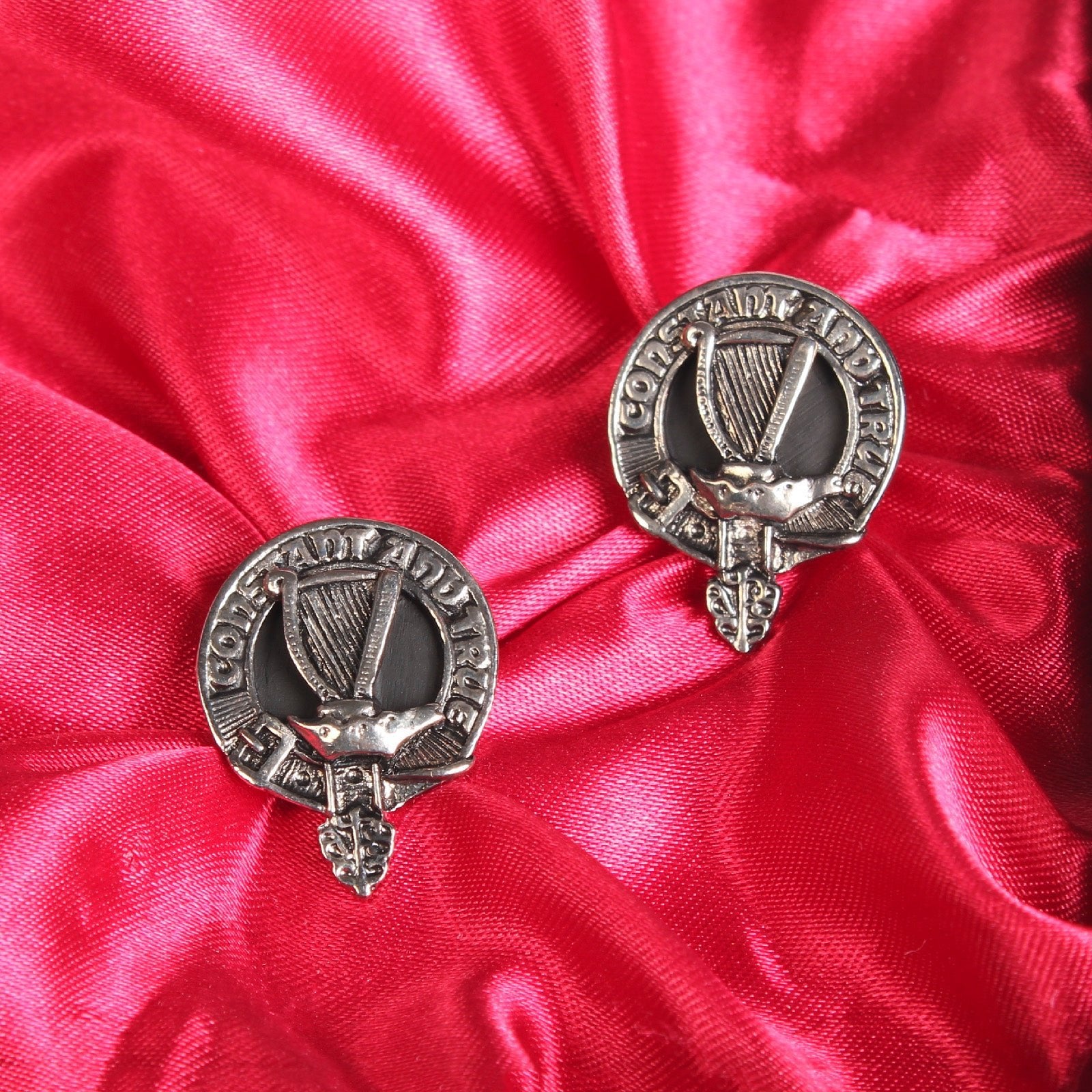 Rose Clan Badge, Kilt Pin, Lapel Pin, Cufflinks, Keyring/Key Fob & Gift Set — Fine Pewter by Art Pewter — Made in Scotland (Shiny Finish) - Heritage Of Scotland - Cufflinks