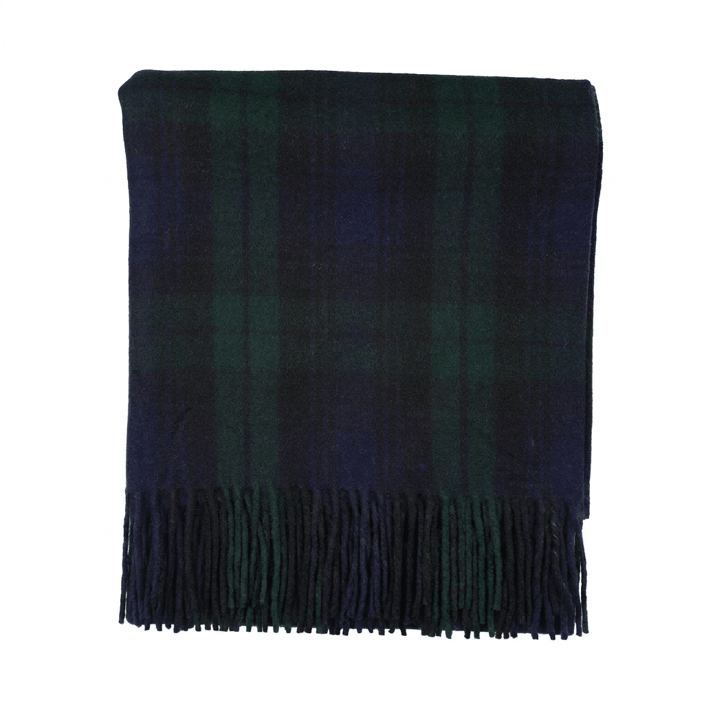 Scottish Highland Tartan Wool Blend Blanket Throw - BLACK WATCH - Heritage Of Scotland -