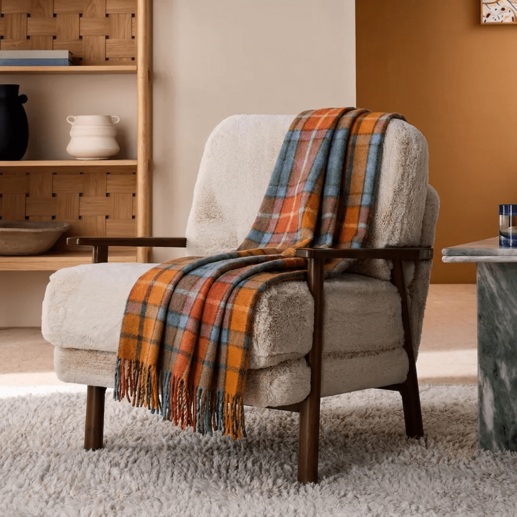 Scottish Highland Tartan Wool Blend Blanket Throw - BUCHANAN ANCIENT - Heritage Of Scotland -