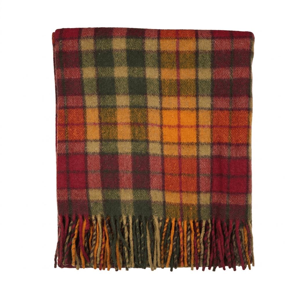 Scottish Highland Tartan Wool Blend Blanket Throw - BUCHANAN AUTUMN - Heritage Of Scotland -