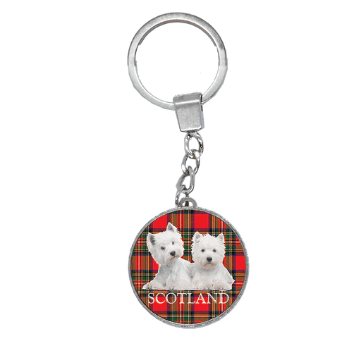 Scottish Keyrings – Glass - Look Saltire & Westies or Hand - Painted Westie - Heritage Of Scotland - Glass - Look Westies