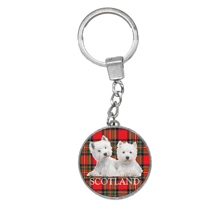 Scottish Keyrings – Glass - Look Saltire & Westies or Hand - Painted Westie - Heritage Of Scotland - Glass - Look Westies