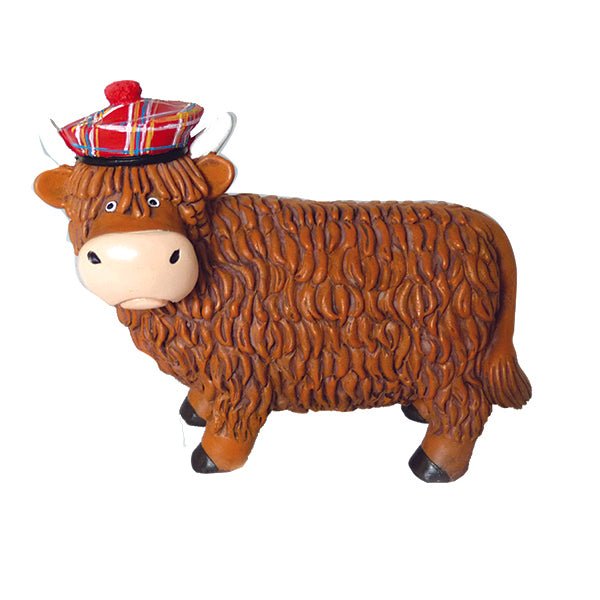 Scottish Polyresin Figurines – Westie, Piper, Piper Teddy, Highland Coo & Nessie - Heritage Of Scotland - Highland Coo