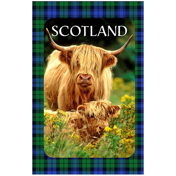 Scottish Tea Towels – 100% Cotton | Coo, Nessie, Stag, Map & More (45x70cm) - Heritage Of Scotland - Highland Coo Tartan