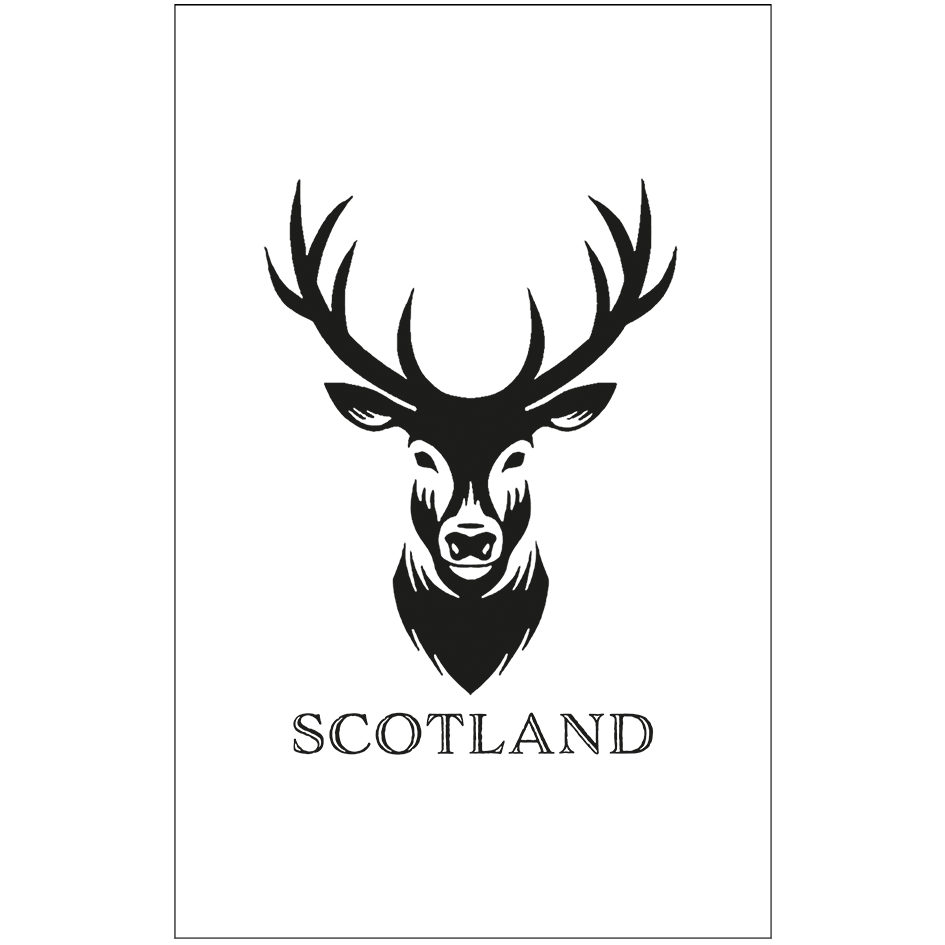 Scottish Tea Towels – 100% Cotton | Coo, Nessie, Stag, Map & More (45x70cm) - Heritage Of Scotland - Stag