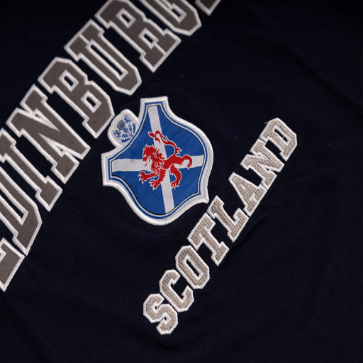 T-Shirt Emb. Edin/ Flag/ Shield/ Lion - Heritage Of Scotland - NAVY