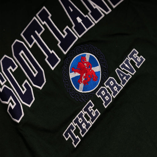 T-Shirt Emb. Scot/Celtic/ Flag/ Lion - Heritage Of Scotland - BOTTLE GREEN