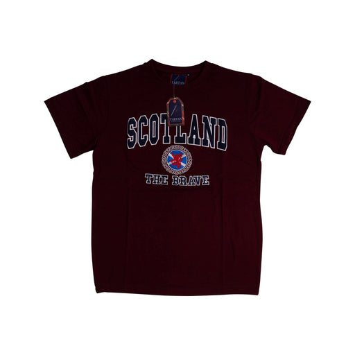T-Shirt Emb. Scot/Celtic/ Flag/ Lion - Heritage Of Scotland - MAROON