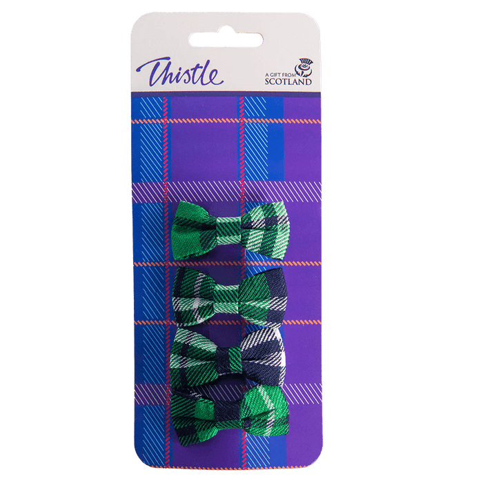 Tartan Bow Hair Clips – Set of 4 in Red, Purple, Green, or Pink Tartan - Heritage Of Scotland - Green