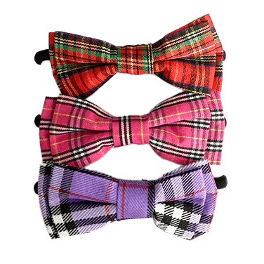 Tartan Bow Hair Elastics – Set of 3 Assorted Scottish Tartan Designs - Heritage Of Scotland - Multicolour