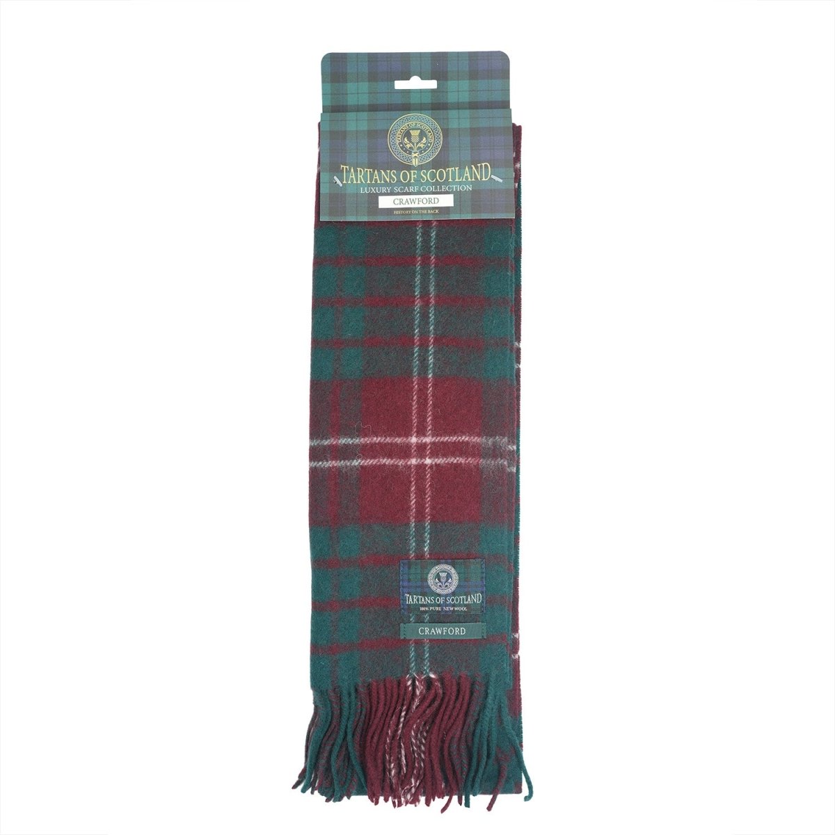 Tartan of Scotland 100% Pure New Wool Clan Scarf - Crawford - Heritage Of Scotland -