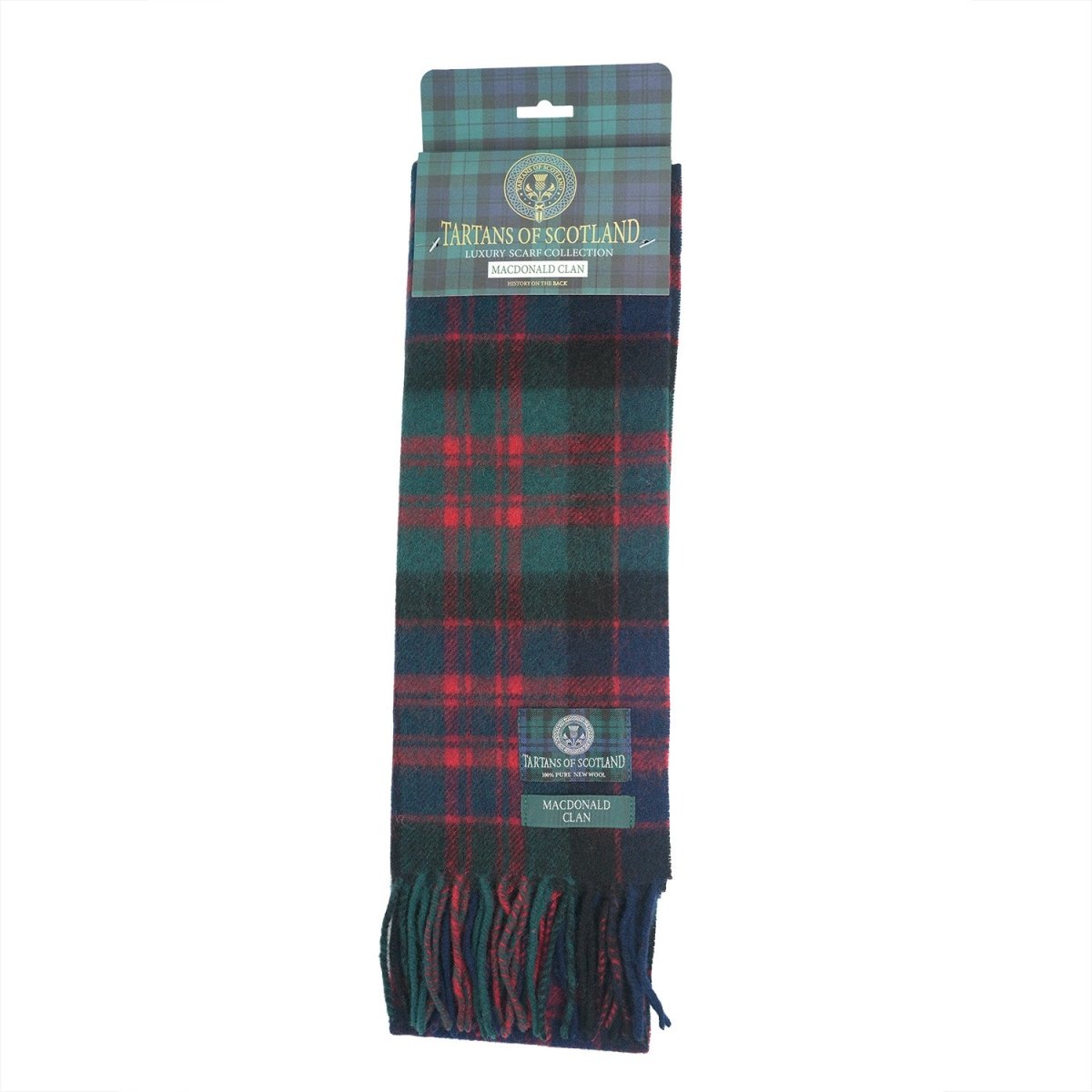 Tartan of Scotland 100% Pure New Wool Clan Scarf - MacDonald Clan - Heritage Of Scotland -