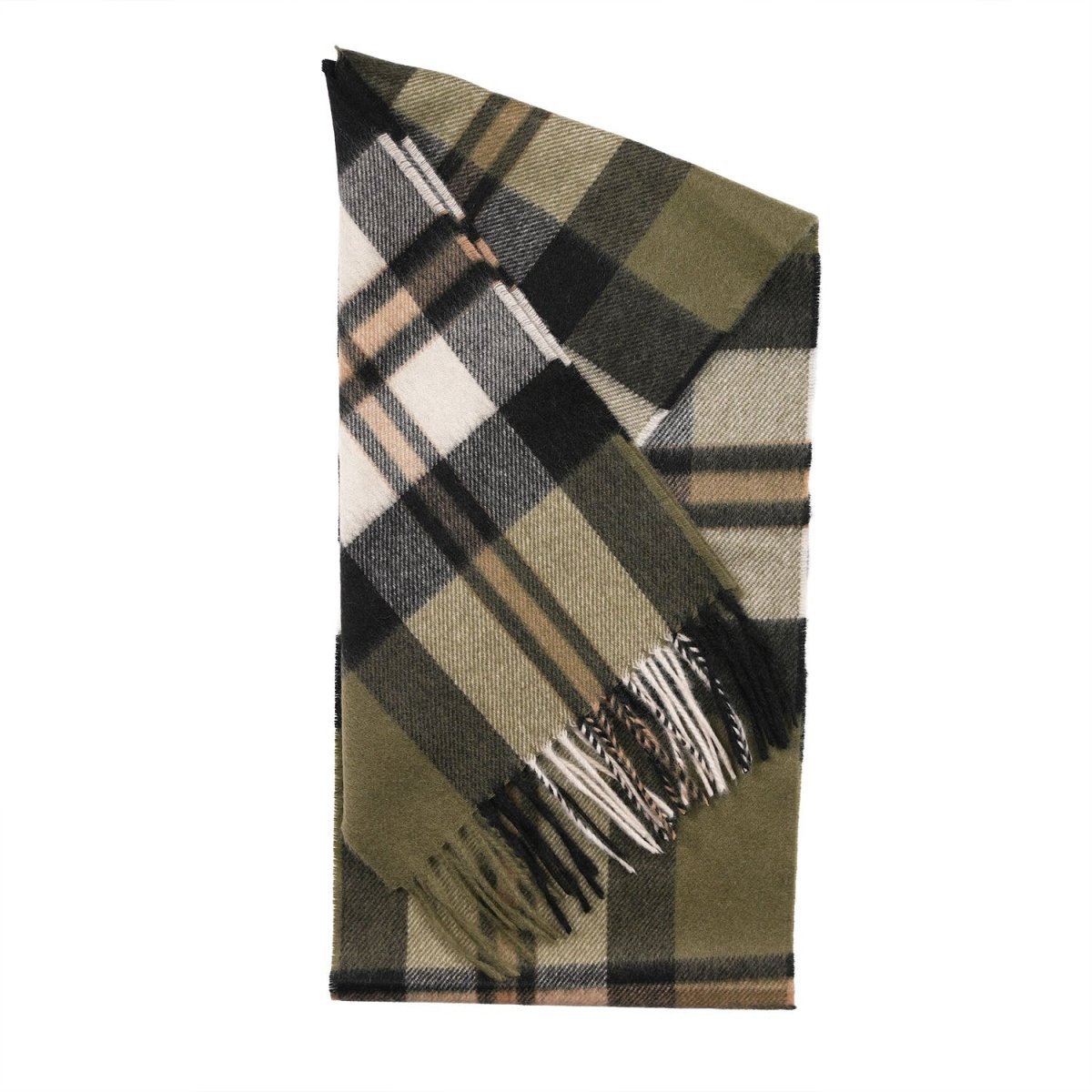 Tartan Weaving Mill 100% Pure Cashmere Scarf - Made in Scotland - Amplified Olive - Heritage Of Scotland -